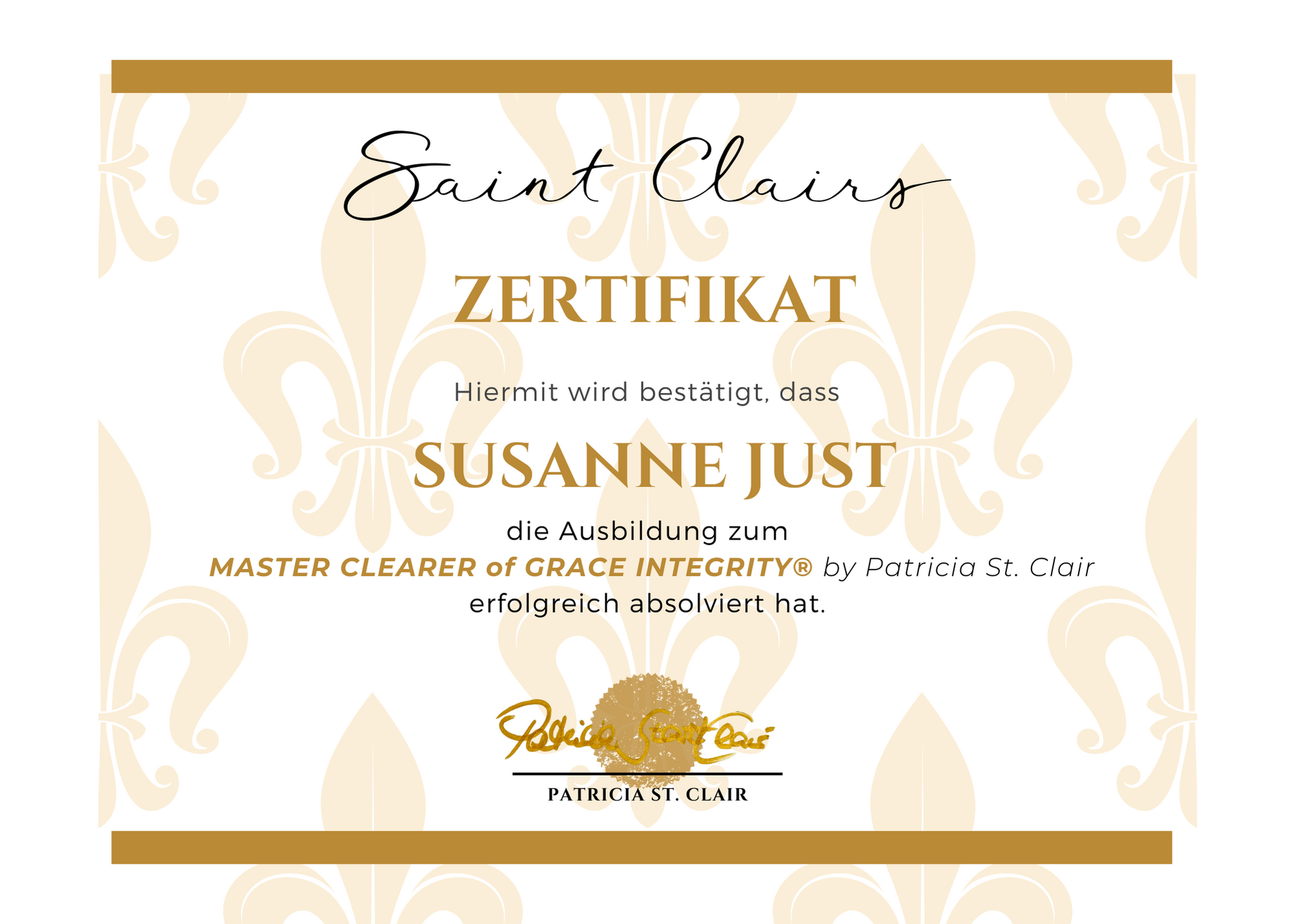 Zertifikat Master Clearer of Grace Integrity Zertifikat Master Clearer of Grace Integrity
